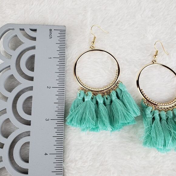 Tassels and Hoop Drop Earrings - Picture 2 of 2